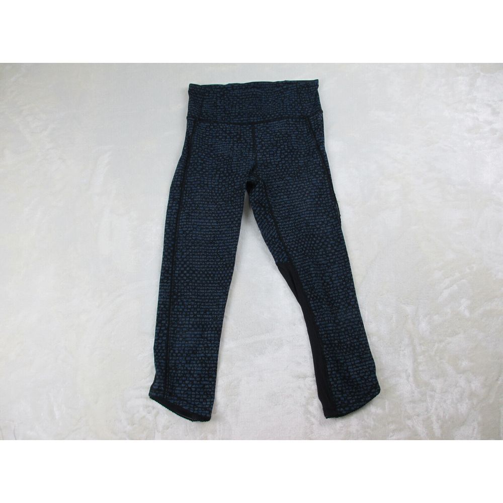 Lululemon Pants Womens 6 Blue Pace Rival Cropped Leggings‎ Gym Workout Ladies
